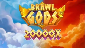 Design de tela dividida do slot Brawl Gods mostrando Zeus e Hades
